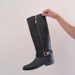 Black rain boots